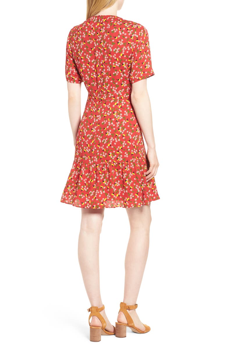 Whistles Peony Print Pleat Dress, Alternate, color, 