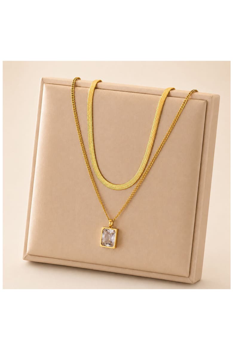 Layered Crystal Pendant Necklace, Alternate, color, GOLD