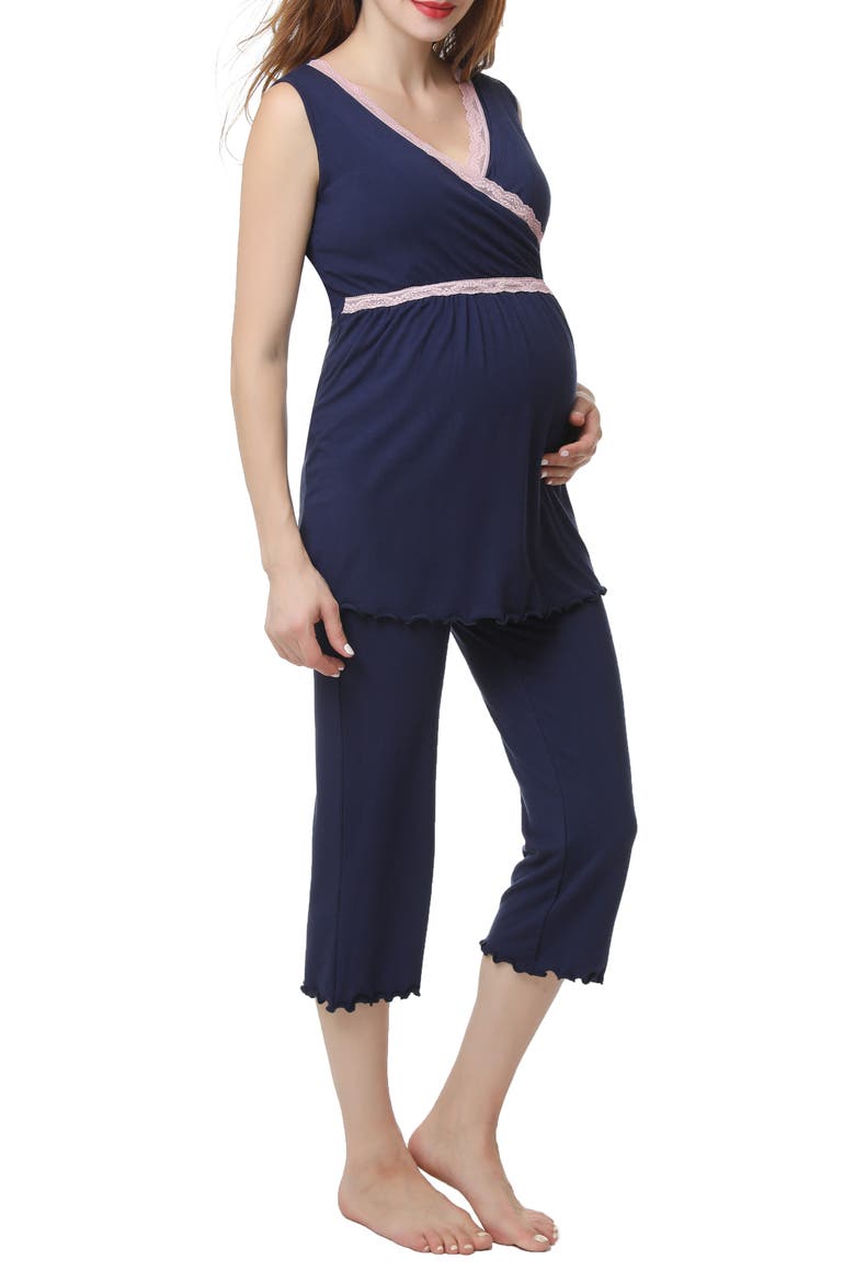 Penny Maternity/Nursing Pajamas Set, Alternate, color, NAVY