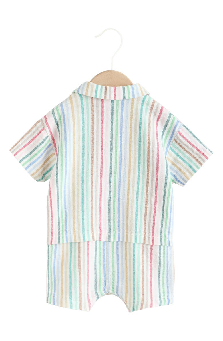NEXT Multi Stripe Linen Blend Romper, Alternate, color, Blue