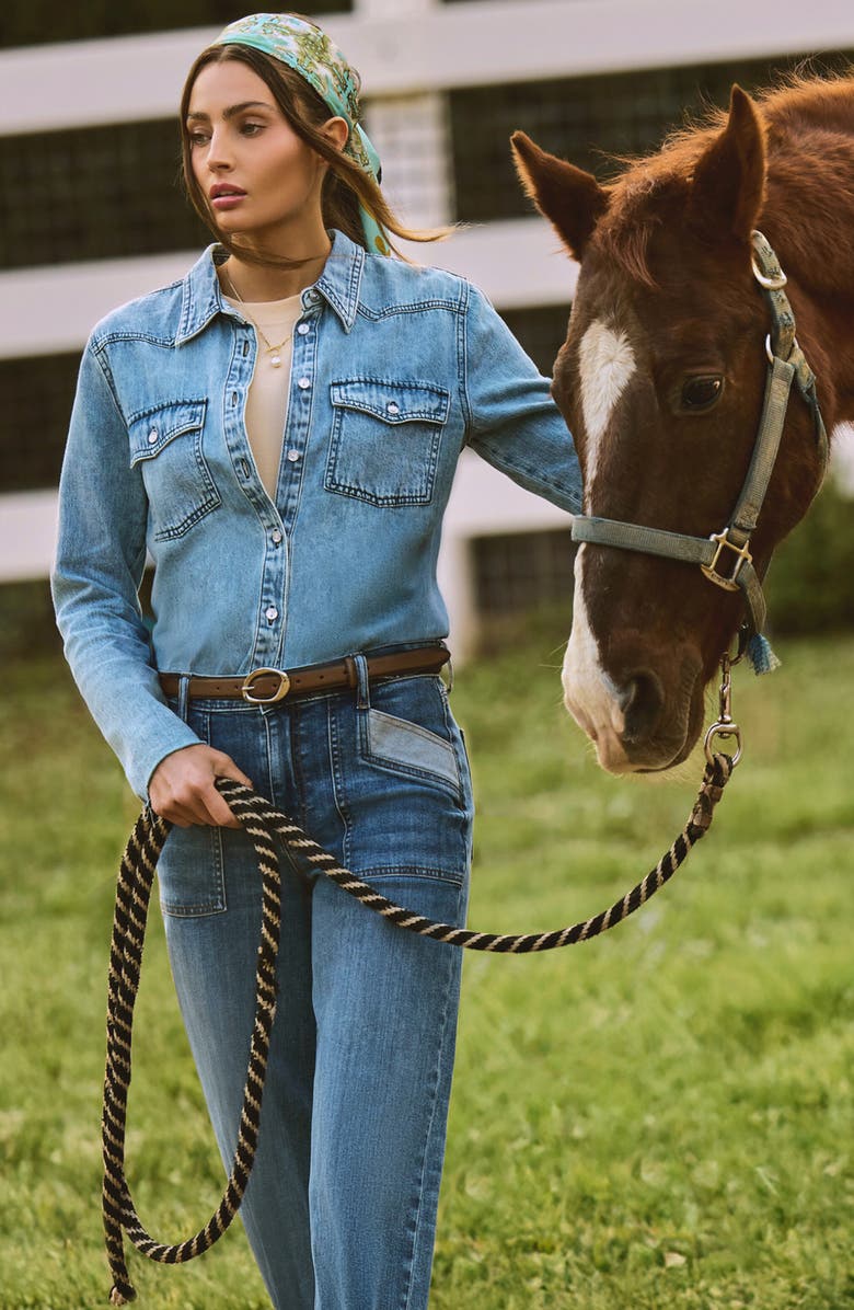 KUT from the Kloth Posey Denim Shirt, Alternate, color, Addressed