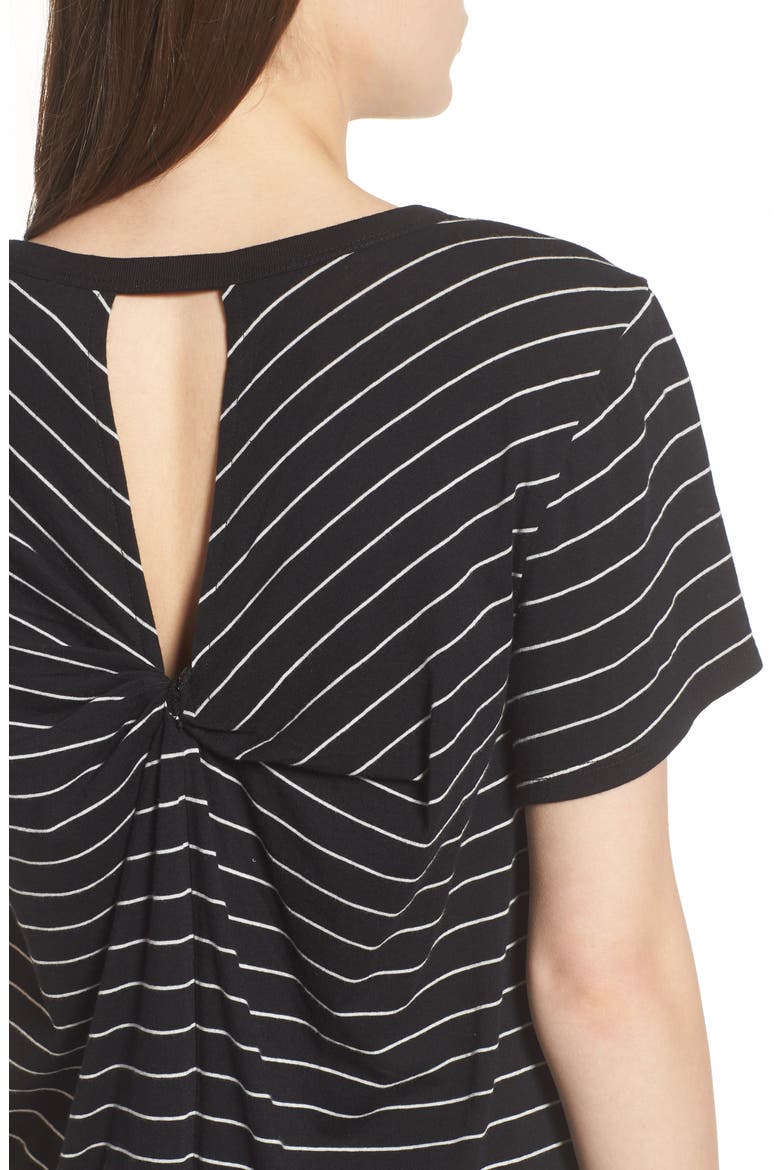 Twist Back Tee, Alternate, color, BLACK LEAH STRIPE