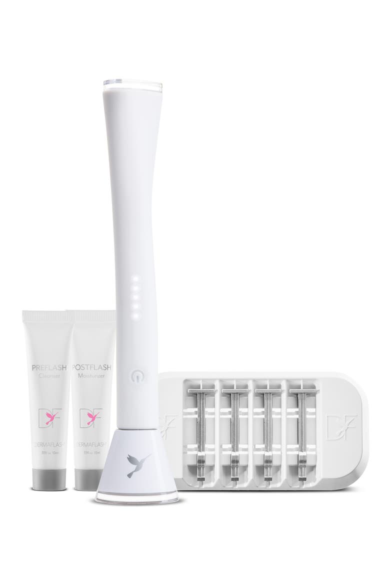 LUXE Anti-Aging Sonic Dermaplaning + Peach Fuzz Removal Device, Main, color, WHITE