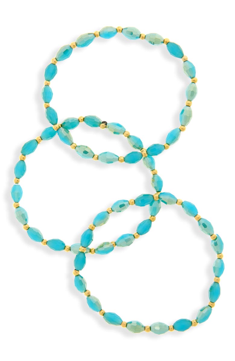 Tasha Set of 5 Beaded Stretch Bracelets, Main, color, Turquoise