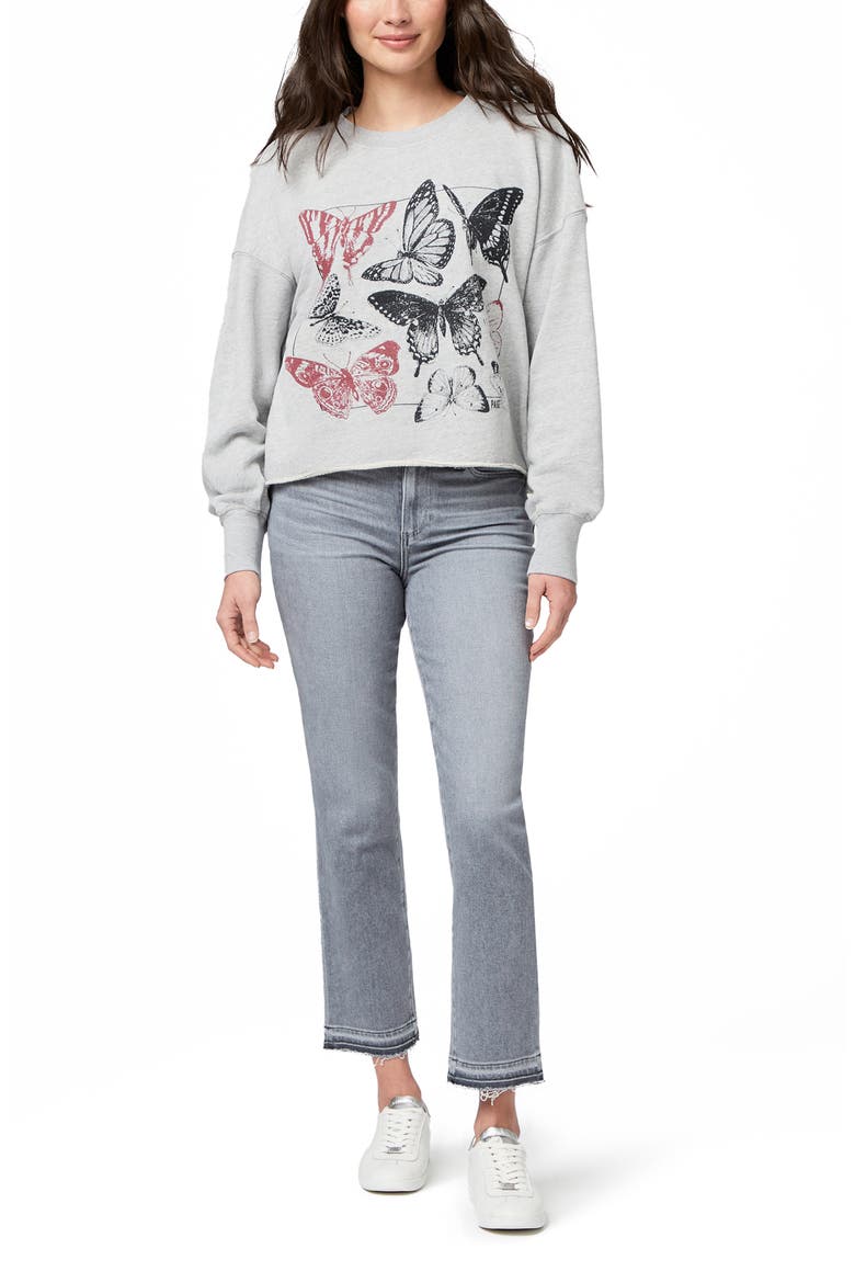 Lisbet Raw Hem Butterfly Graphic Sweatshirt, Alternate, color, HTHRGREY