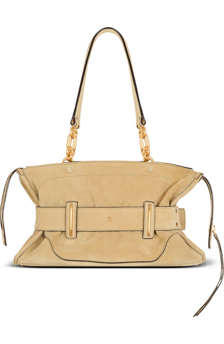 Balmain Suede Anthem bag, Alternate, color, Beige