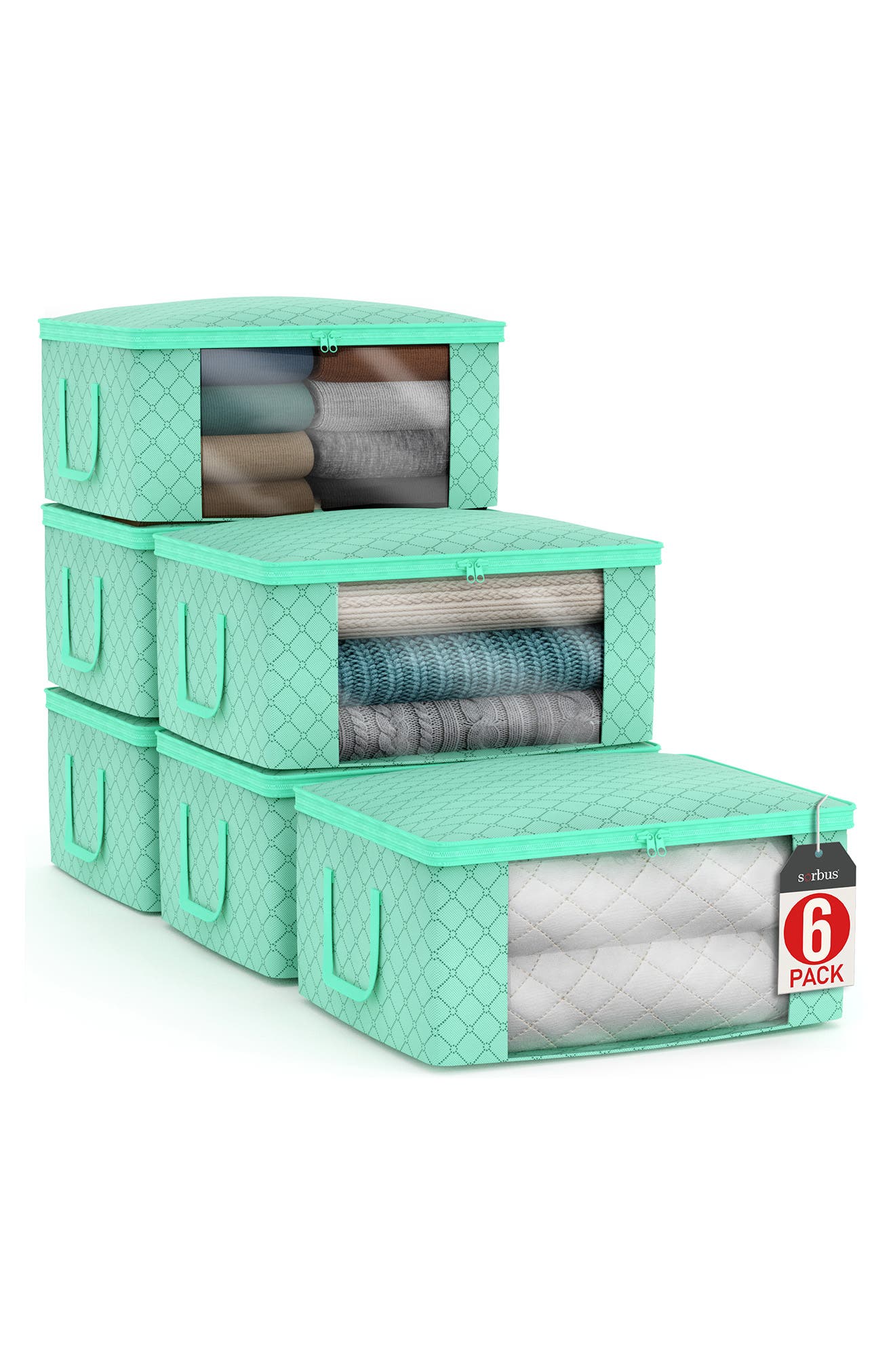 SORBUS 6-Pack Collapsible Zip Storage Bins
