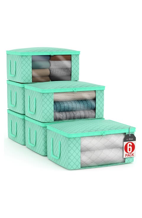6-Pack Collapsible Zip Storage Bins
