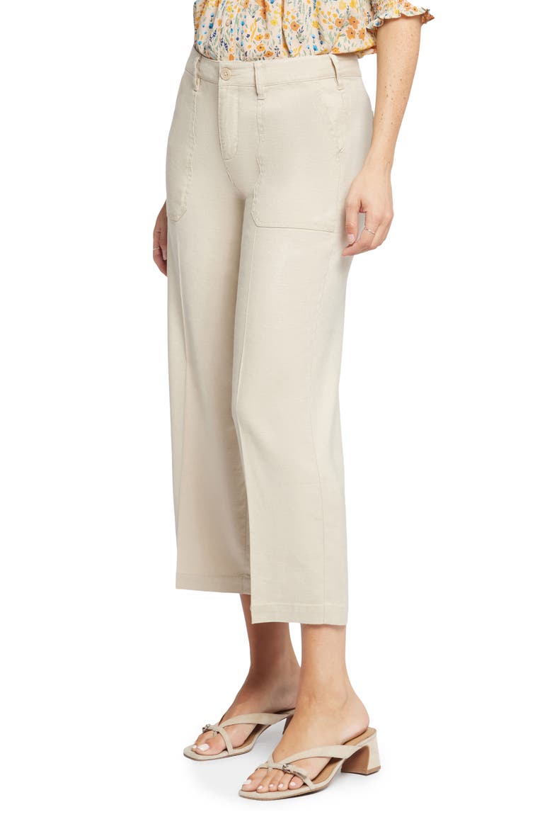 Linen Blend Crop Wide Leg Pants, Alternate, color, FEATHER
