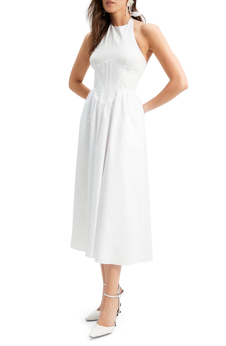 Bardot Kylen Cotton Halter Midi Dress, Alternate, color, Orchid White