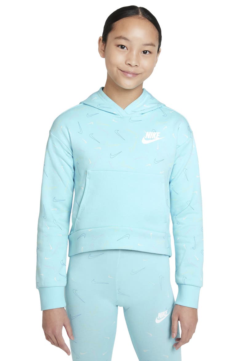 Sportswear Kids' Print Fleece Hoodie, Main, color, COPA/ WHITE