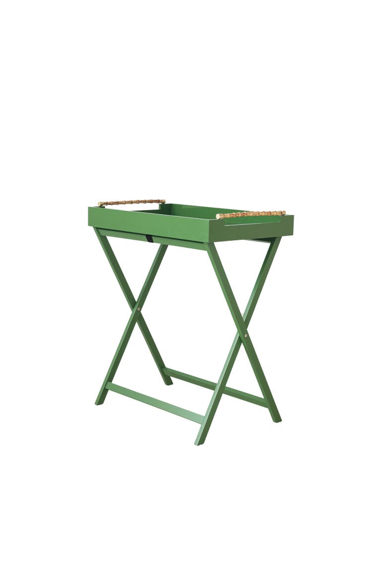 Verdant Wood-Handled Folding Tray Table, Main, color, Green