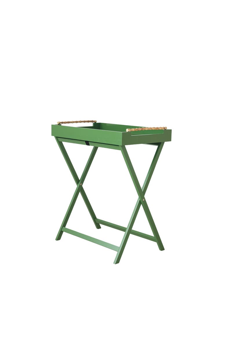 Storied Home Verdant Wood-Handled Folding Tray Table, Main, color, Green