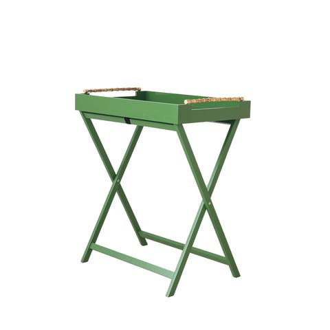 Verdant Wood-Handled Folding Tray Table