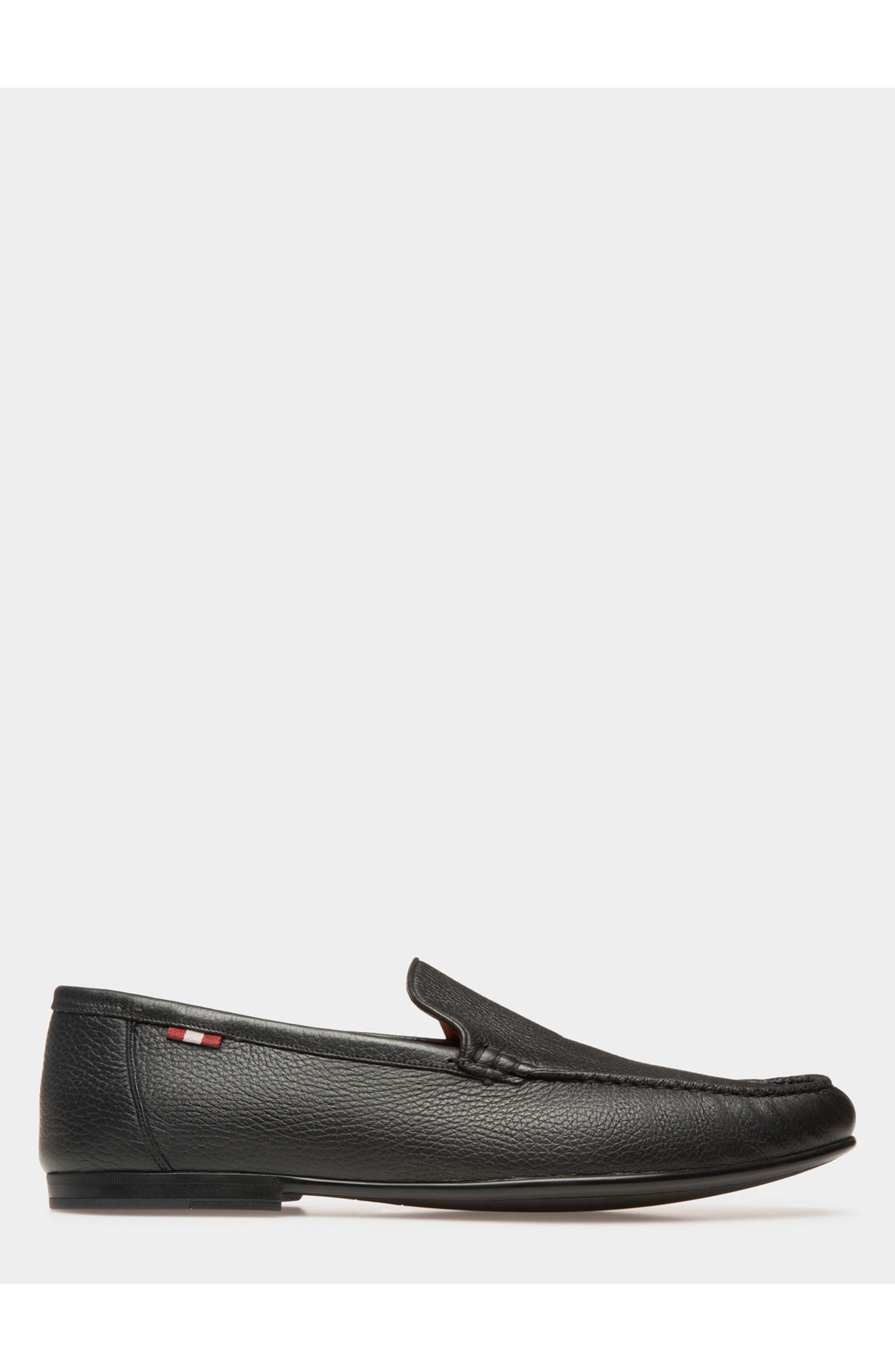 Bally Moccasin in Grained Leather, Main, color, Black