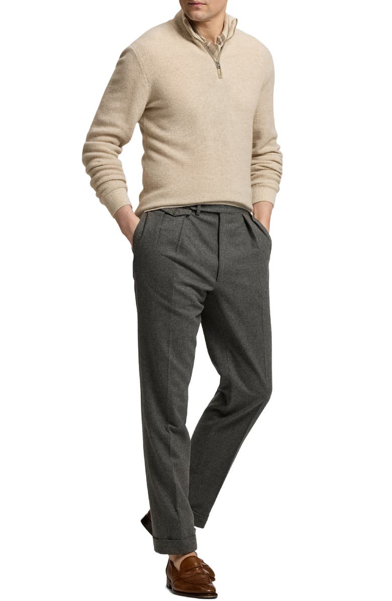 Ralph Lauren Purple Label Bird's Eye Cashmere Half Zip Sweater, Alternate, color, Summer Sand Multi