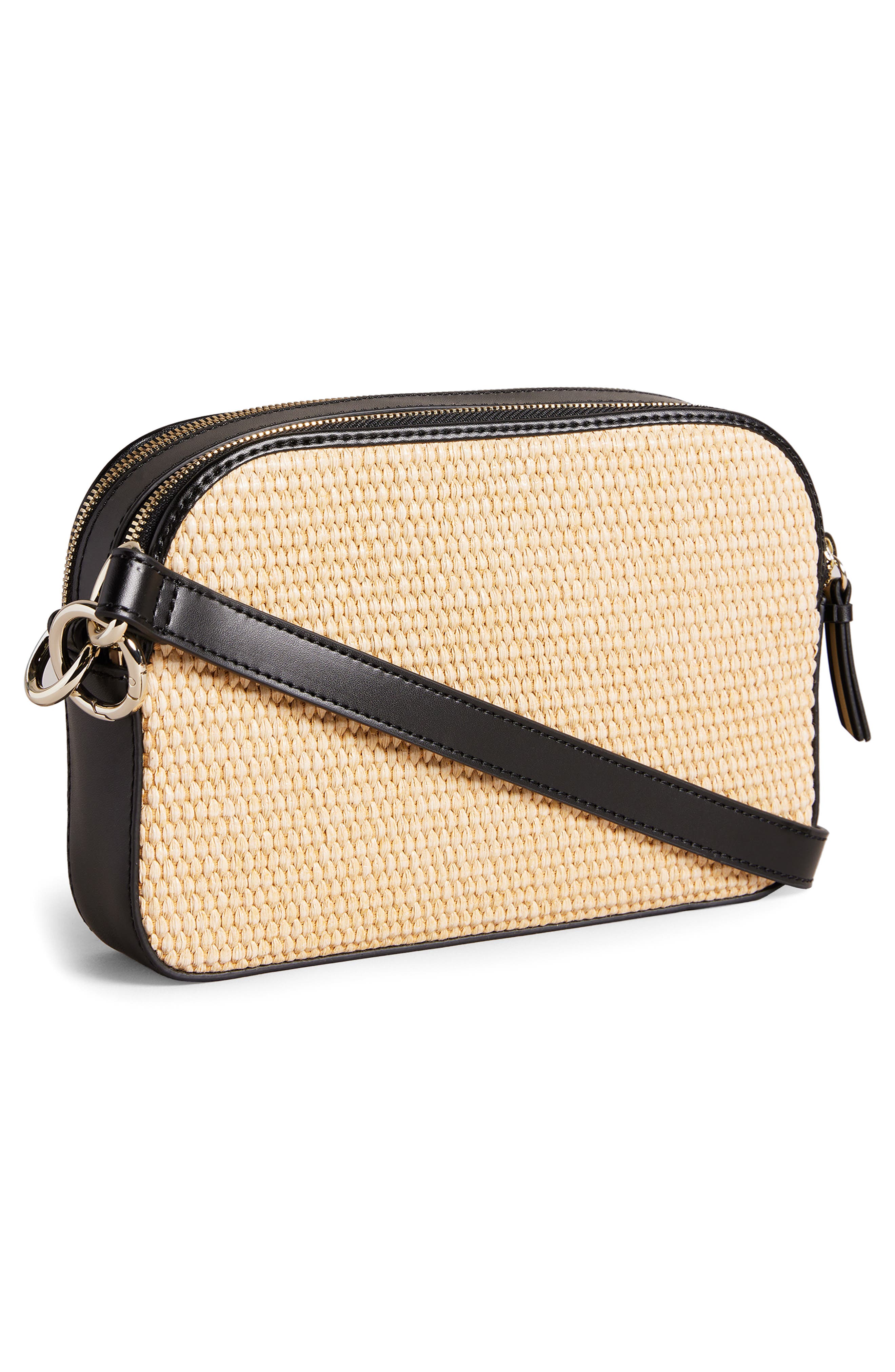 Ted Baker London Stello Leather, Branded Webbing & Raffia Crossbody Bag, Alternate, color, 