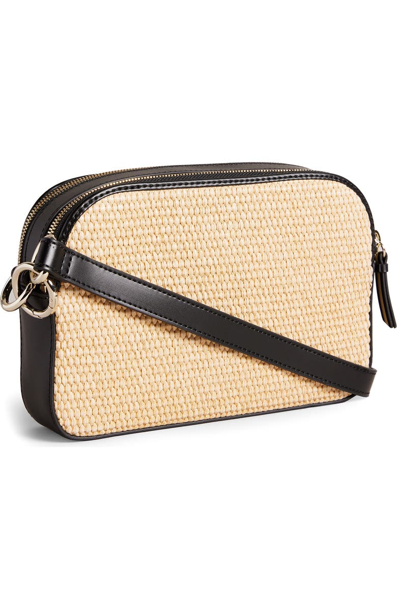 Ted Baker London Stello Leather, Branded Webbing & Raffia Crossbody Bag, Alternate, color,