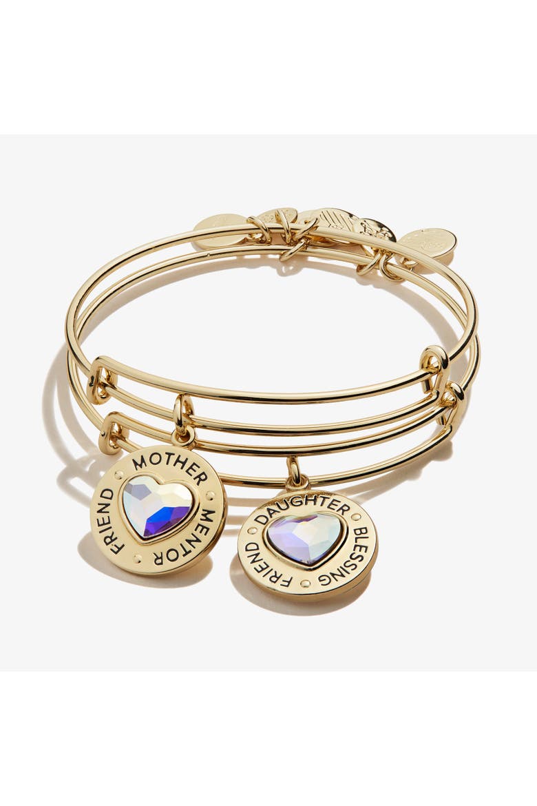 Mother Daughter Charm Bangles, Set of 2, Main, color, Gold