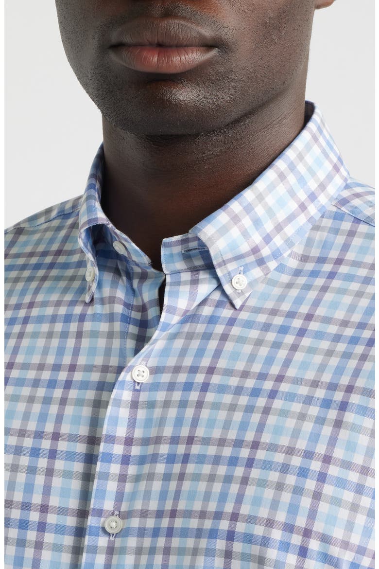 Felix Gingham Check Performance Twill Button-Down Shirt, Alternate, color, BLUE FREESIA
