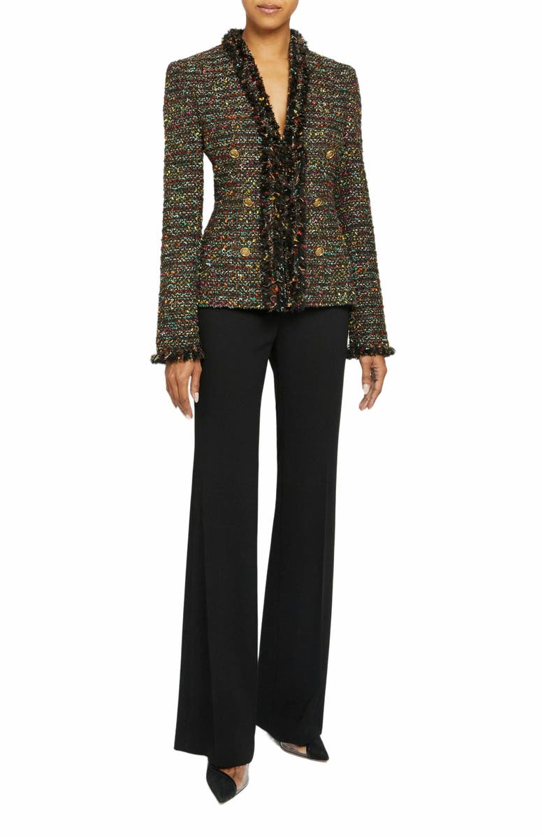 Santorelli RITA Tweed Jacket with Fringe Detail and Accent Buttons, Alternate, color, 