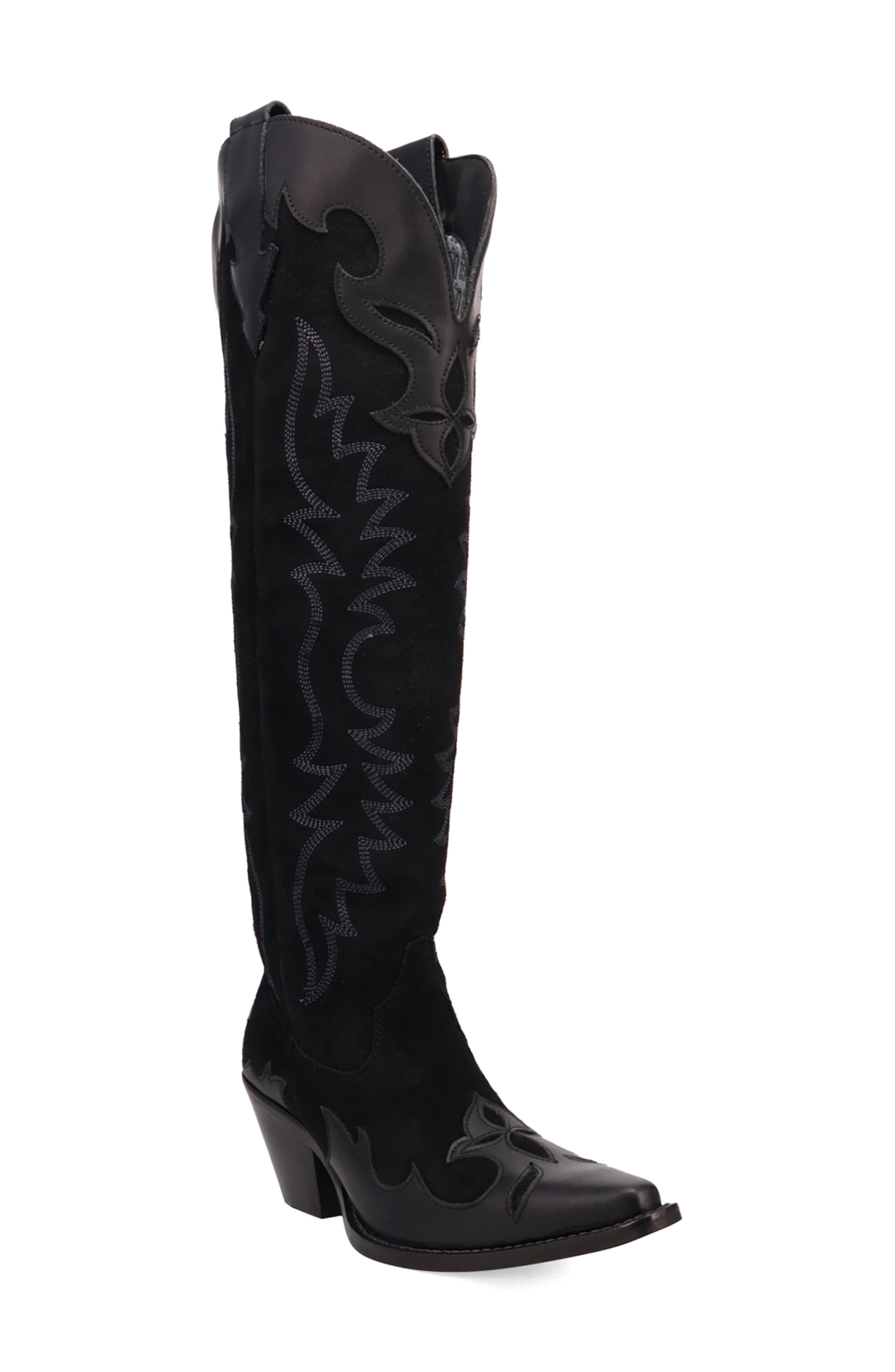 Dingo Drama Queen Over the Knee Western Boot, Main, color, Black