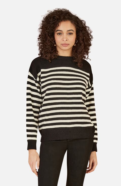 Button Detail Stripe Knitted Jumper