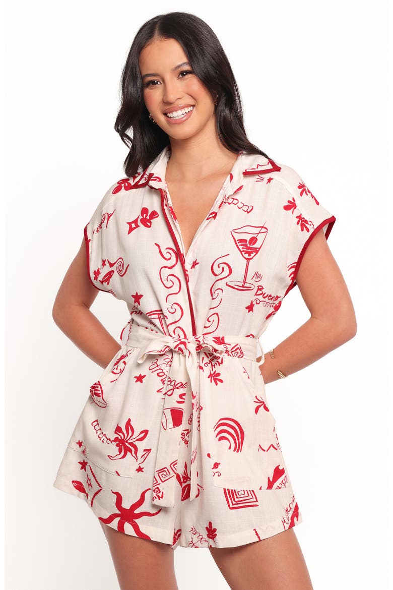 Kensie Printed Romper, Alternate, color, BIARITZ