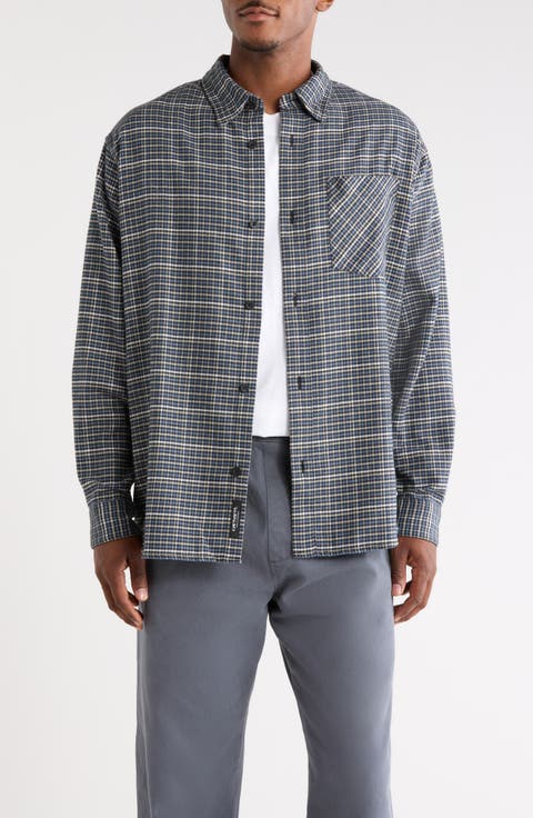 Todrick Houndstooth Check Cotton Button-Up Overshirt