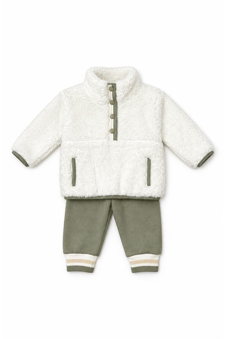 Kids' 2-Piece High-Pile Fleece & Jogger Pants Set, Main, color, OPEN WHITE