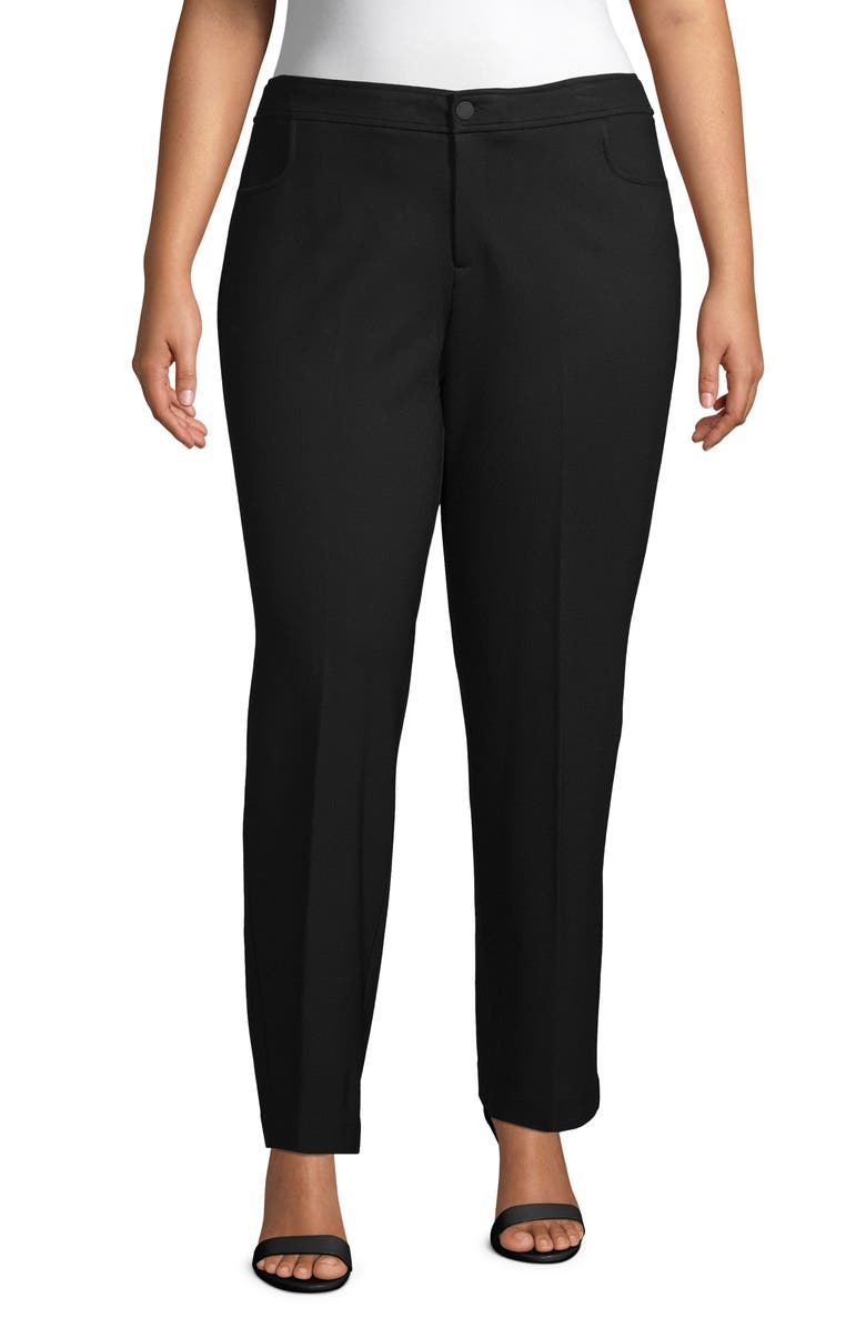 Anne Klein Compression Flare Leg Ponte Pants, Main, color, Black