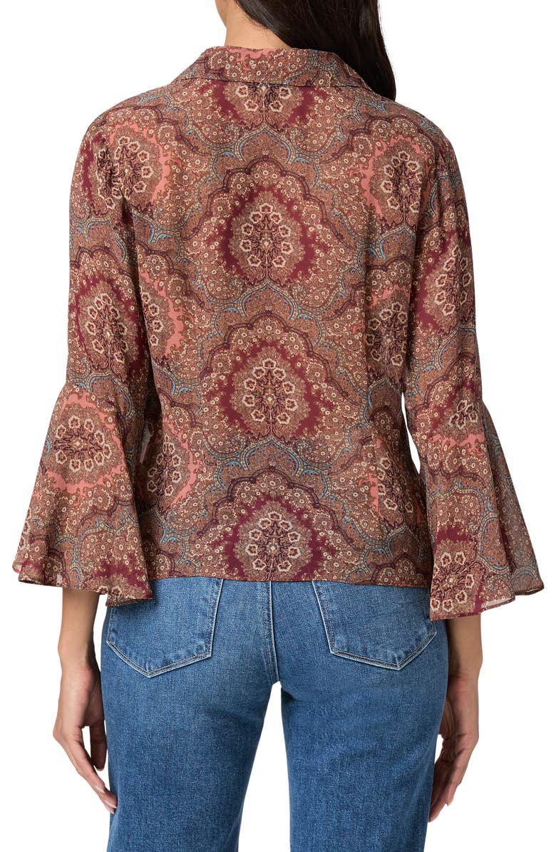 PAIGE Jasmeet Print Flare Sleeve Top, Alternate, color, Sunset Multi
