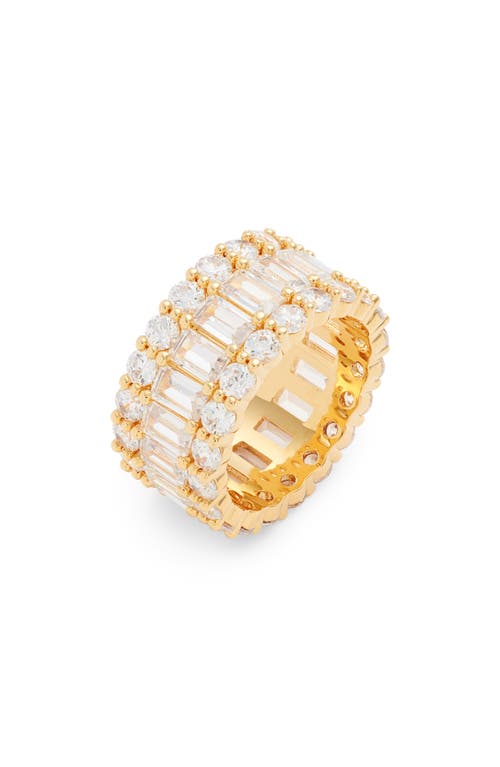 Nordstrom Channel Set Cubic Zirconia Wide Eternity Ring In Clear- Gold