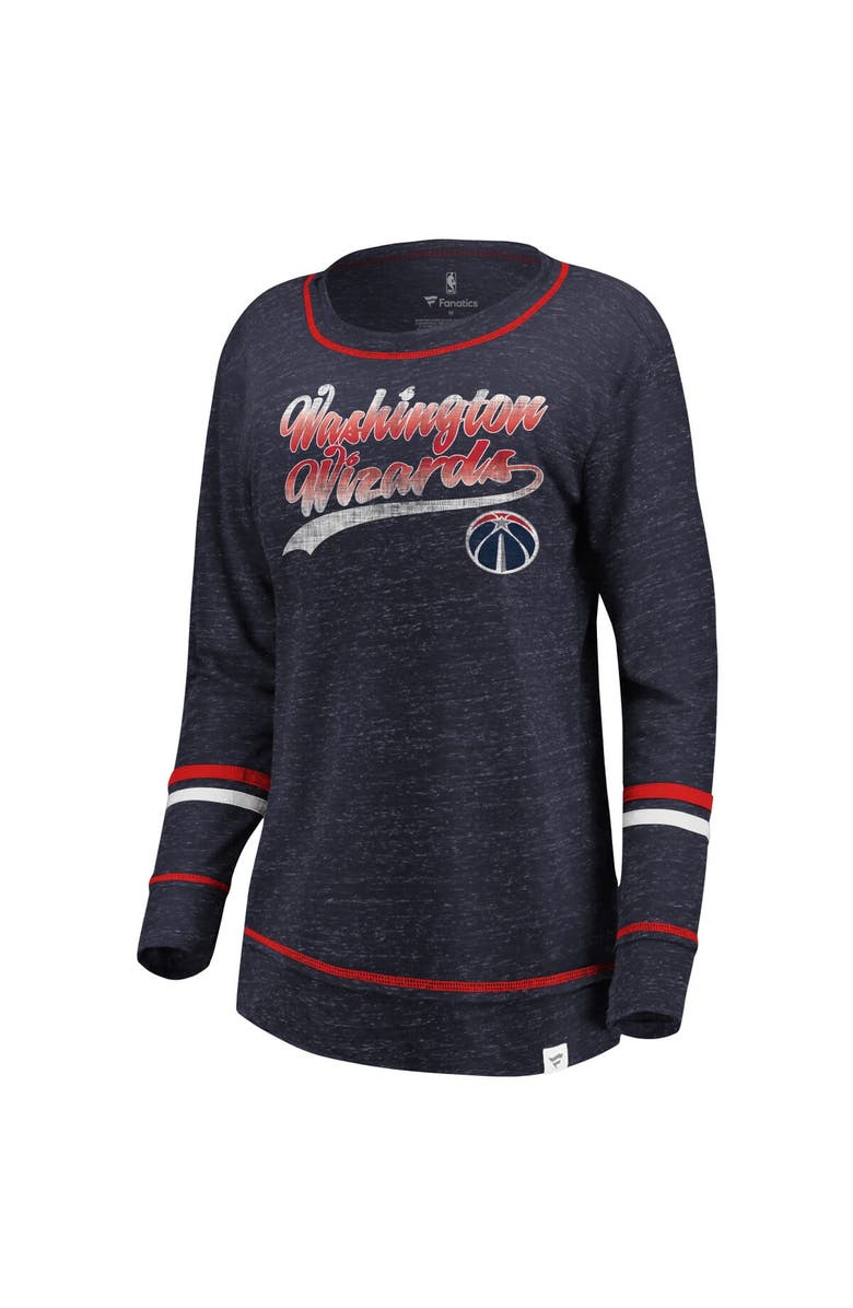 FANATICS Women's Fanatics Branded Navy/Red Washington Wizards Dreams Sleeve Stripe Speckle Long Sleeve T-Shirt, Alternate, color, 