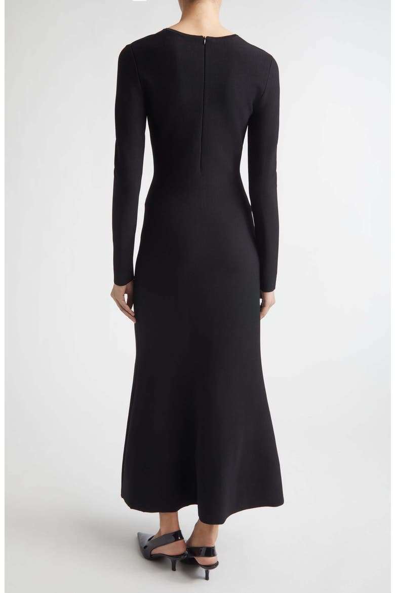Velvet Jacquard Knit Trumpet Dress, Alternate, color, BLACK