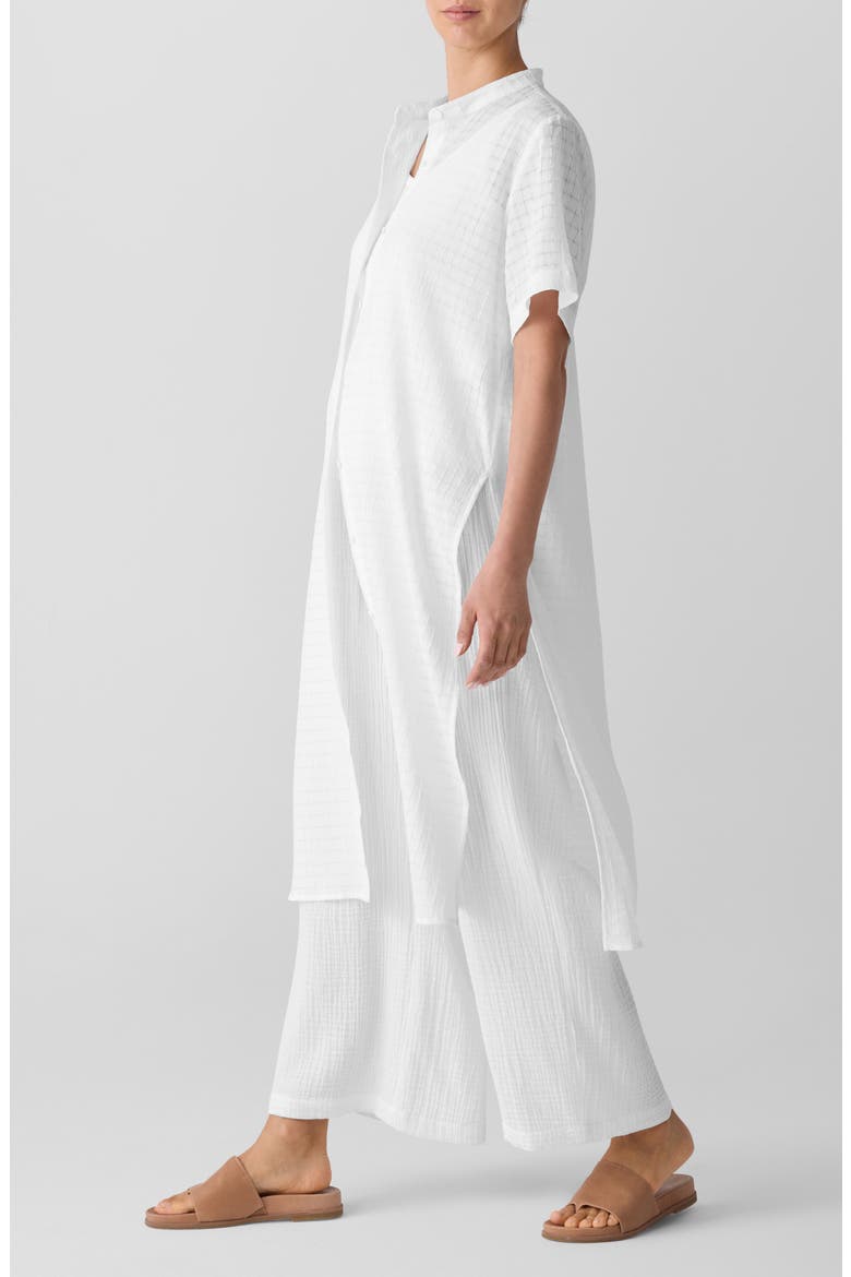 Longline Organic Cotton Blend Button-Up Shirt, Alternate, color, WHITE