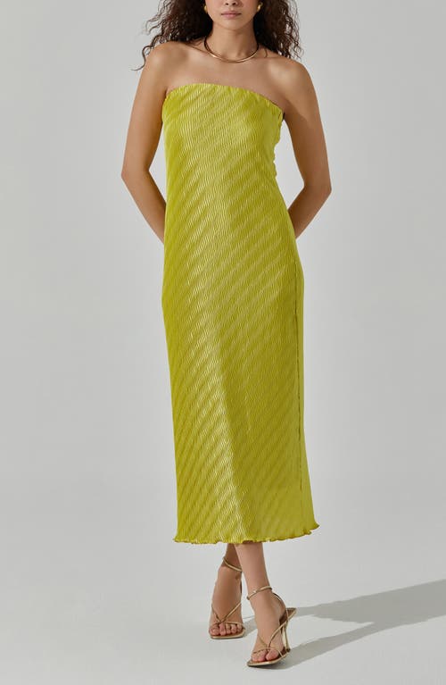 Astr The Label Plissé Strapless Midi Dress In Avocado