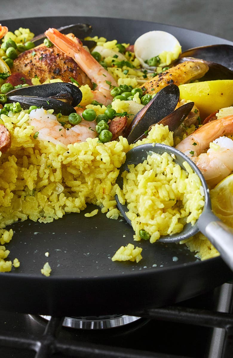 GreenPan x Bobby Flay 15" Carbon Steel Paella Pan, Alternate, color, Black