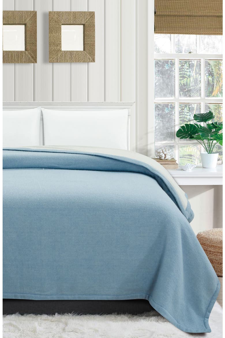 Self Hem Merino Wool Blanket, Alternate, color, BLUE