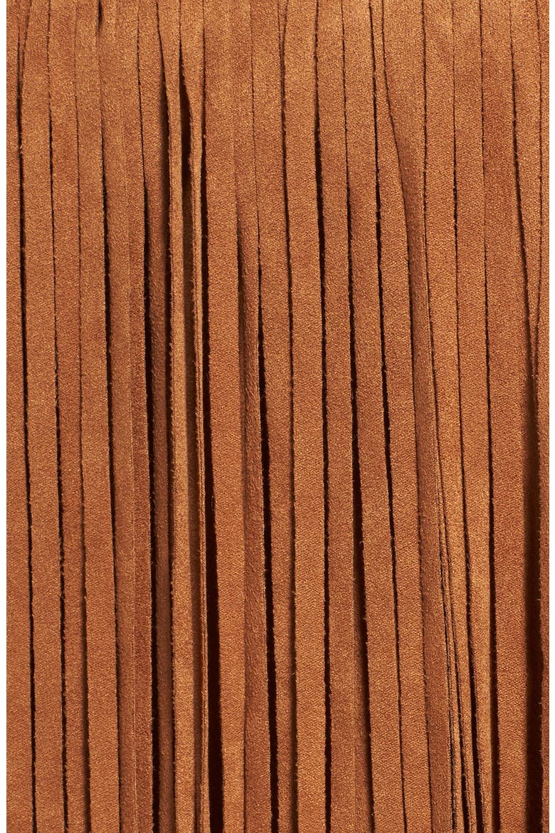 Fringe Faux Suede Skirt, Alternate, color, CAMEL