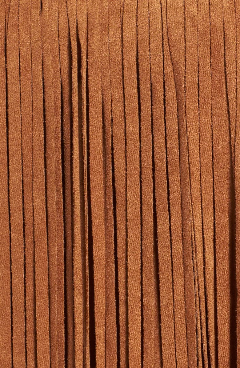 Jolt Fringe Faux Suede Skirt, Alternate, color, 