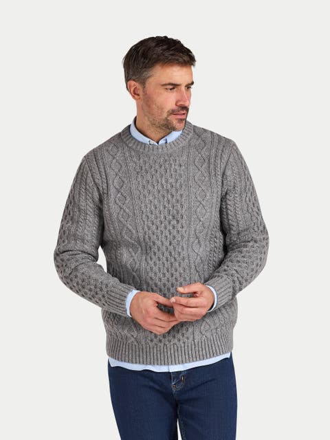 Chunky Cable Crew Neck Knit Sweater