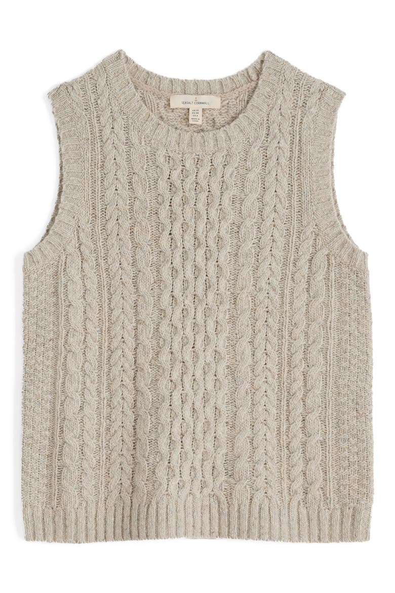 Newlyn Cable Merino Wool Blend Sweater Vest, Alternate, color, KNIT MELANGE ARAN