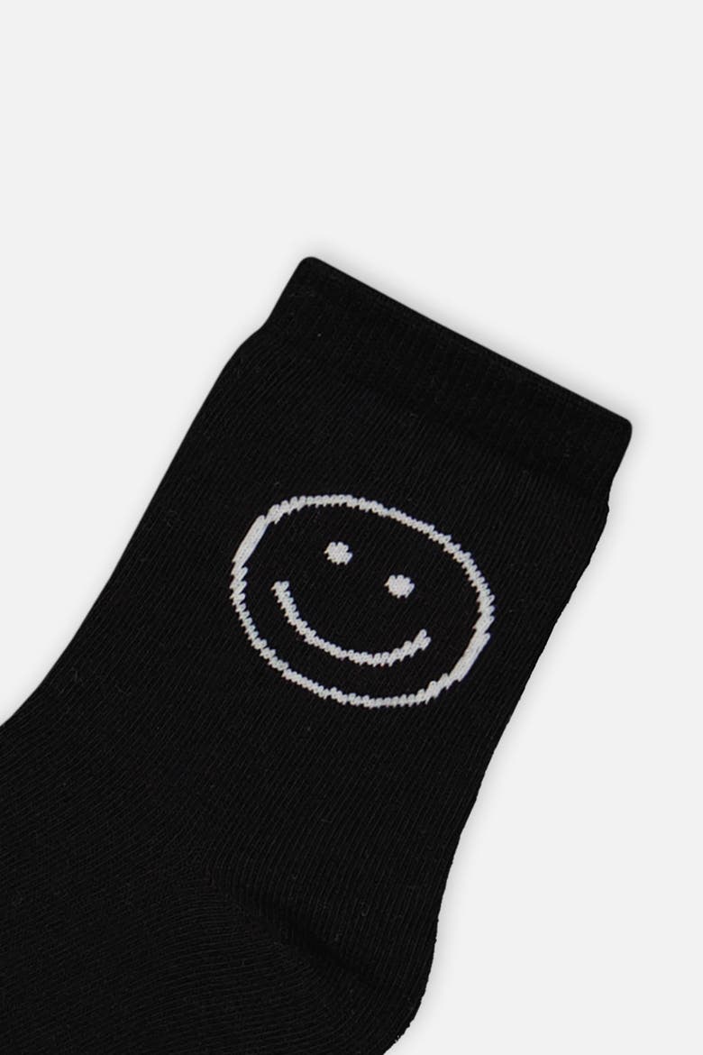 Checkered Graphic Ribbed Cuff Socks, Alternate, color, Black