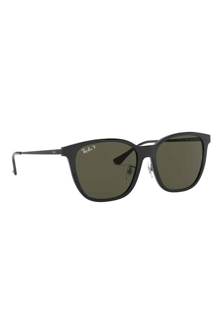55mm Polarized Square Sunglasses, Alternate, color, BLACK / GREEN