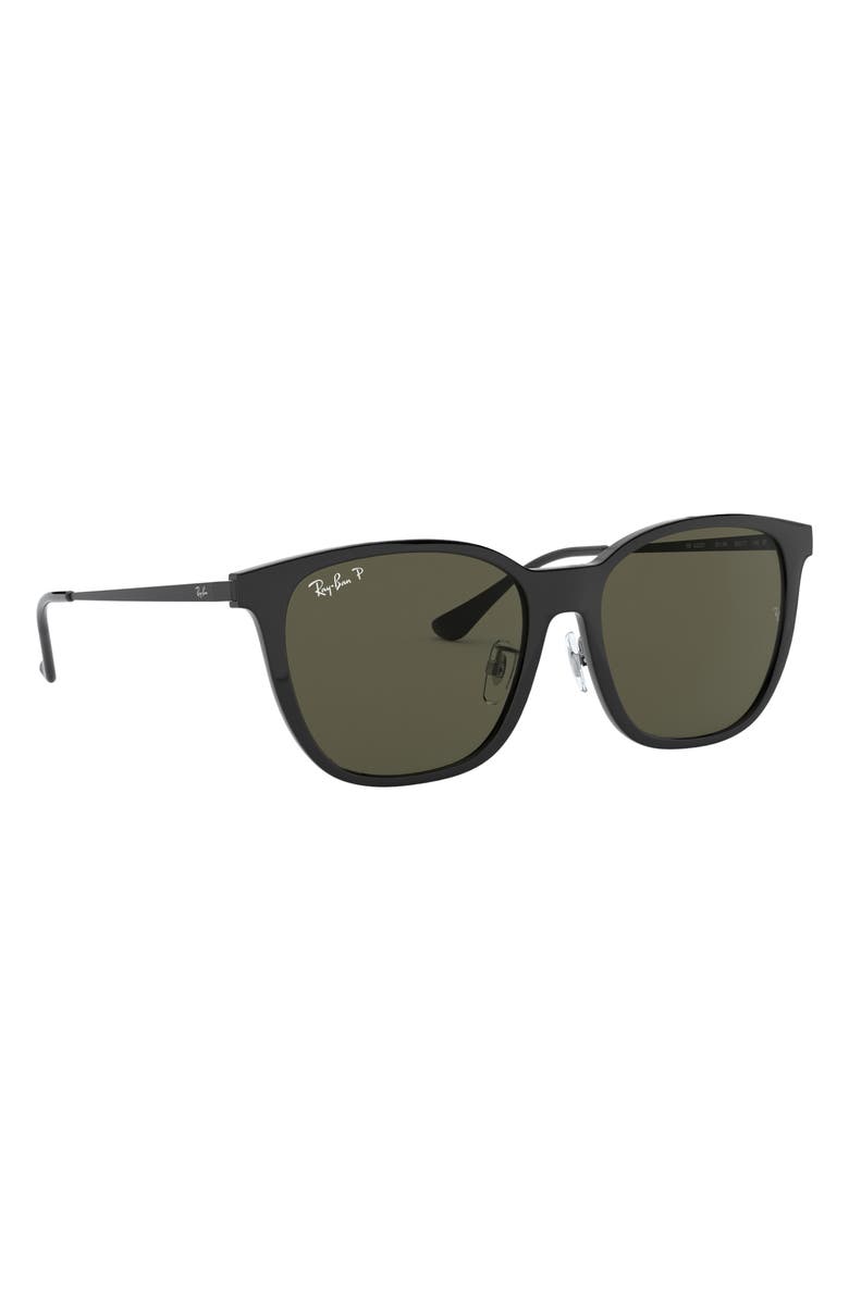 Ray-Ban 55mm Polarized Square Sunglasses, Alternate, color, Black / Green