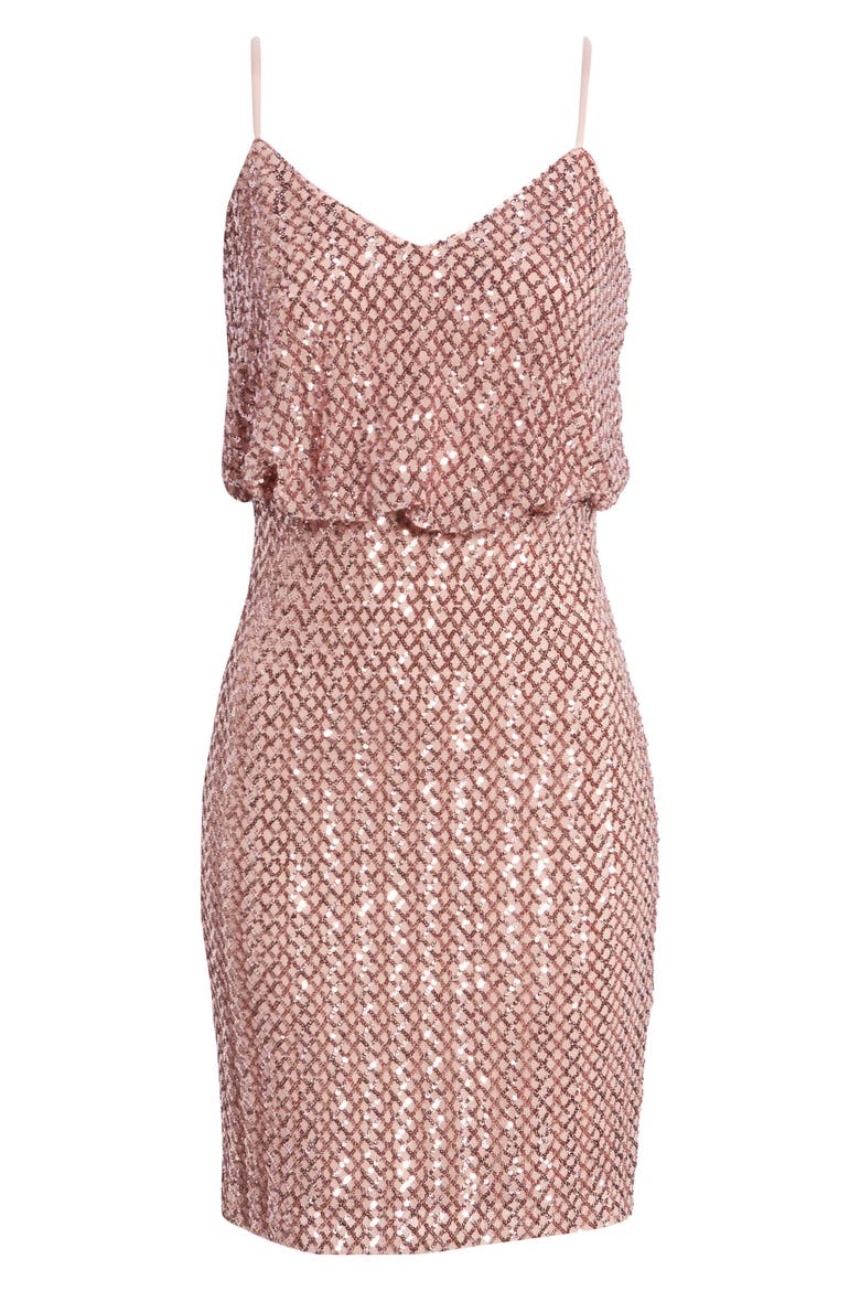 Sequin Blouson Sheath Dress, Alternate, color, MAUVE