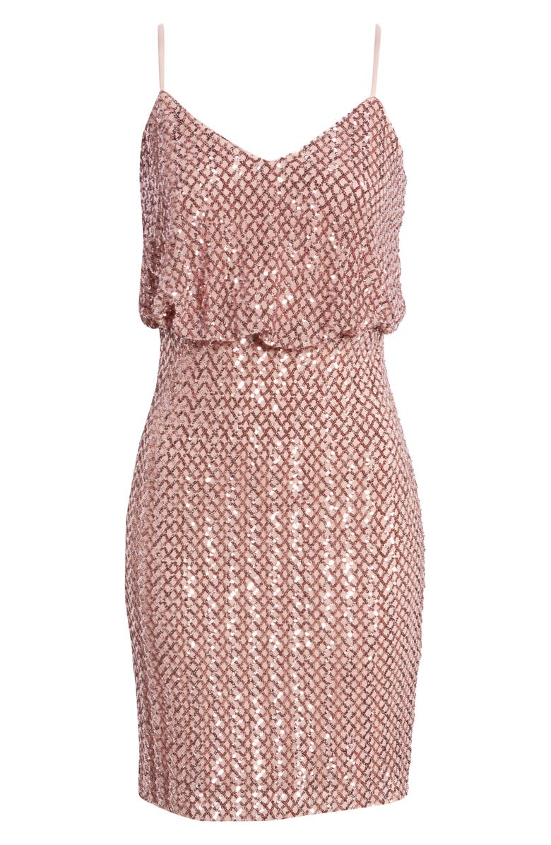 Vince Camuto Sequin Blouson Sheath Dress, Alternate, color, 