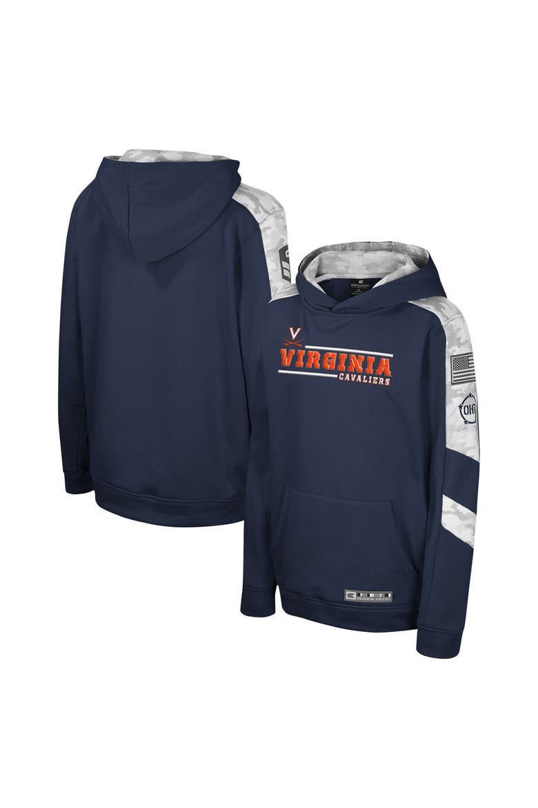 Youth Colosseum Navy Virginia Cavaliers OHT Military Appreciation Cyclone Digital Camo Pullover Hoodie, Alternate, color, Navy