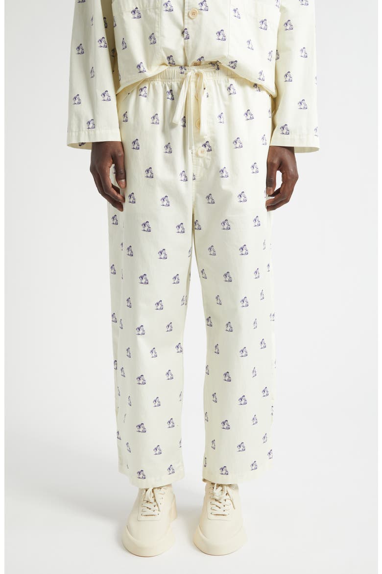 Teddy Bear Print Pajamas, Alternate, color, IVORY BASE